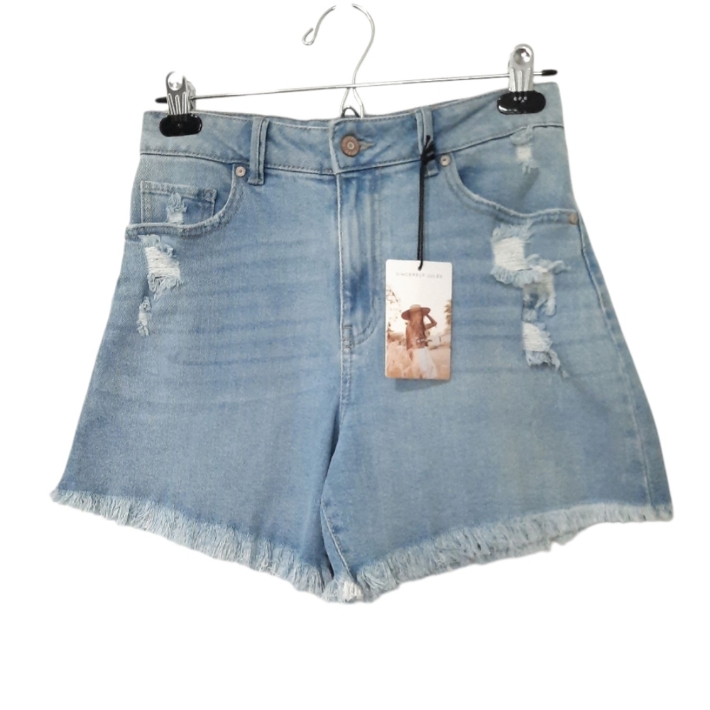 Sincerely Jules Jean Shorts Super High Rise Denim Womens Size 28 New Distressed